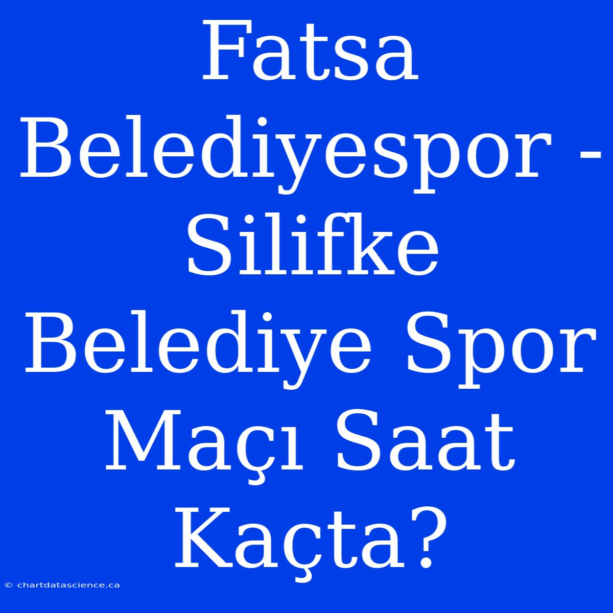 Fatsa Belediyespor - Silifke Belediye Spor Maçı Saat Kaçta?