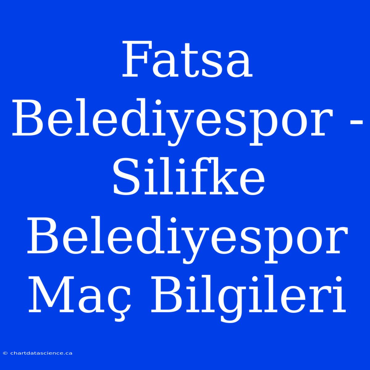 Fatsa Belediyespor - Silifke Belediyespor Maç Bilgileri