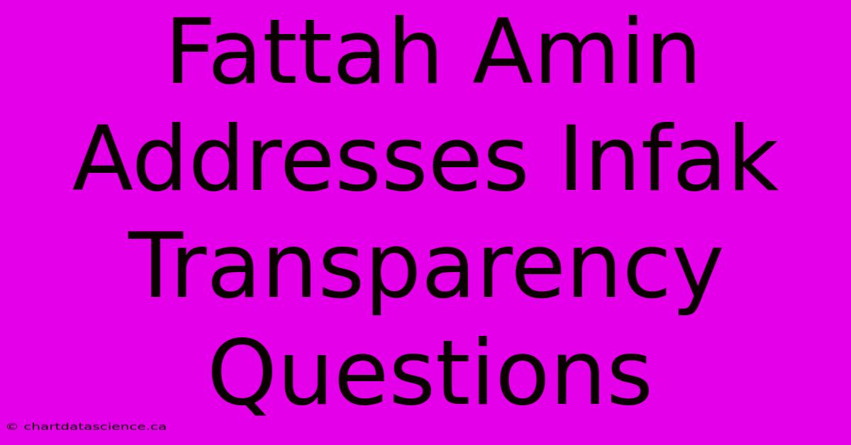 Fattah Amin Addresses Infak Transparency Questions