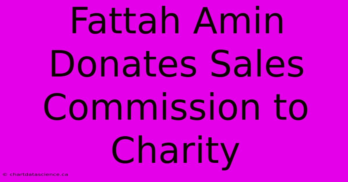 Fattah Amin Donates Sales Commission To Charity