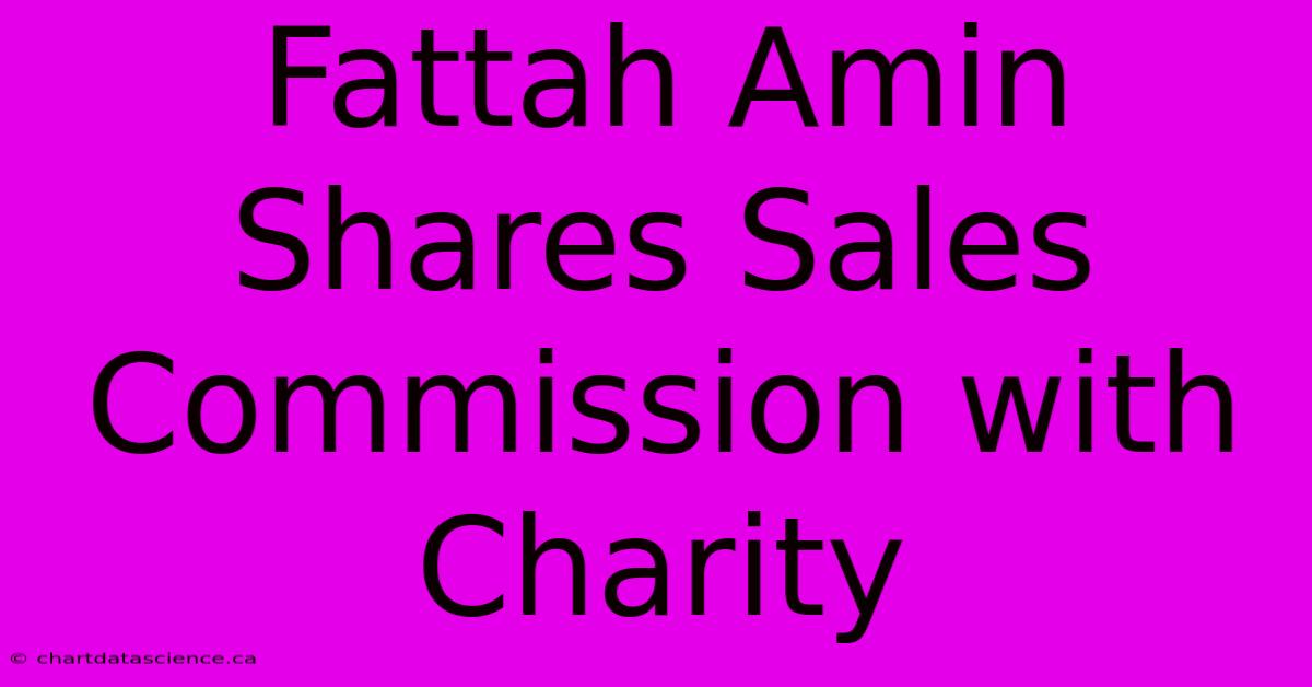 Fattah Amin Shares Sales Commission With Charity