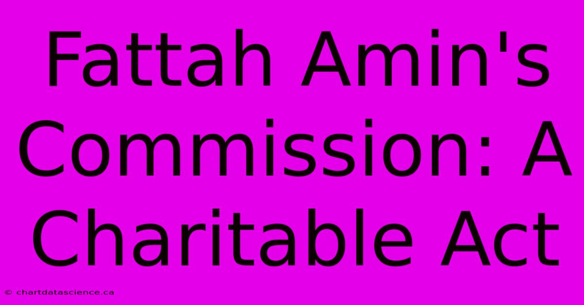 Fattah Amin's Commission: A Charitable Act