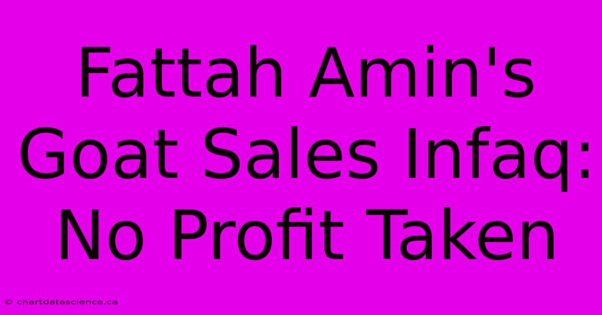 Fattah Amin's Goat Sales Infaq: No Profit Taken