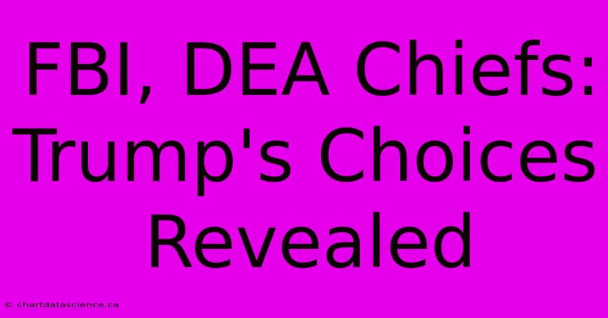 FBI, DEA Chiefs: Trump's Choices Revealed