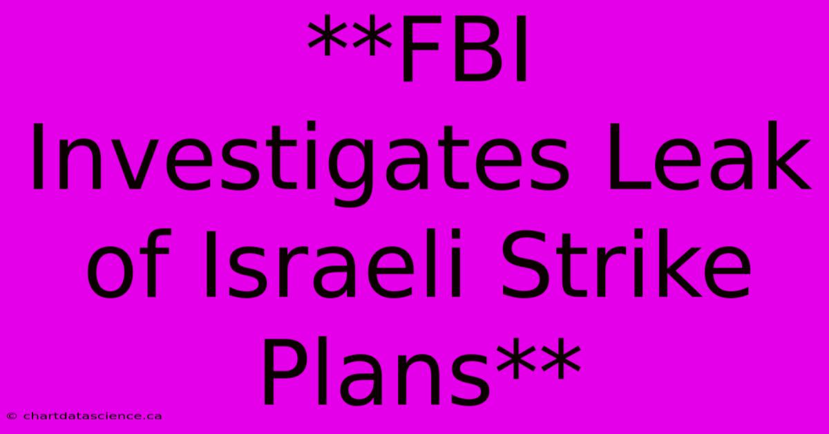 **FBI Investigates Leak Of Israeli Strike Plans**