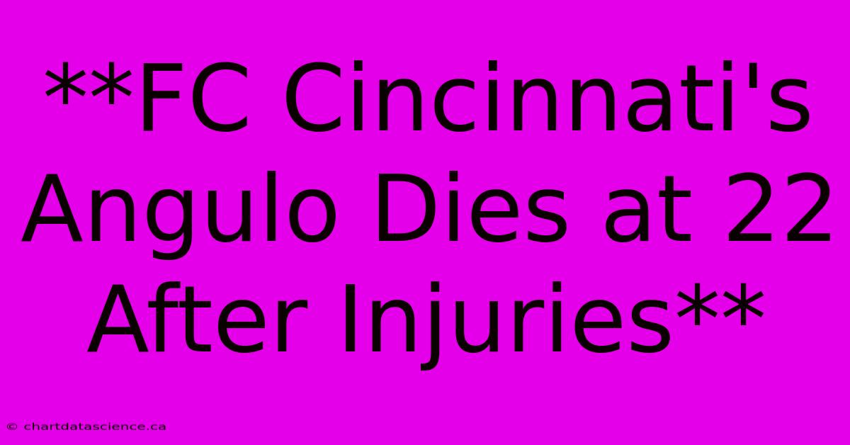 **FC Cincinnati's Angulo Dies At 22 After Injuries**