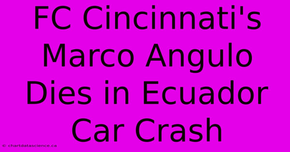 FC Cincinnati's Marco Angulo Dies In Ecuador Car Crash