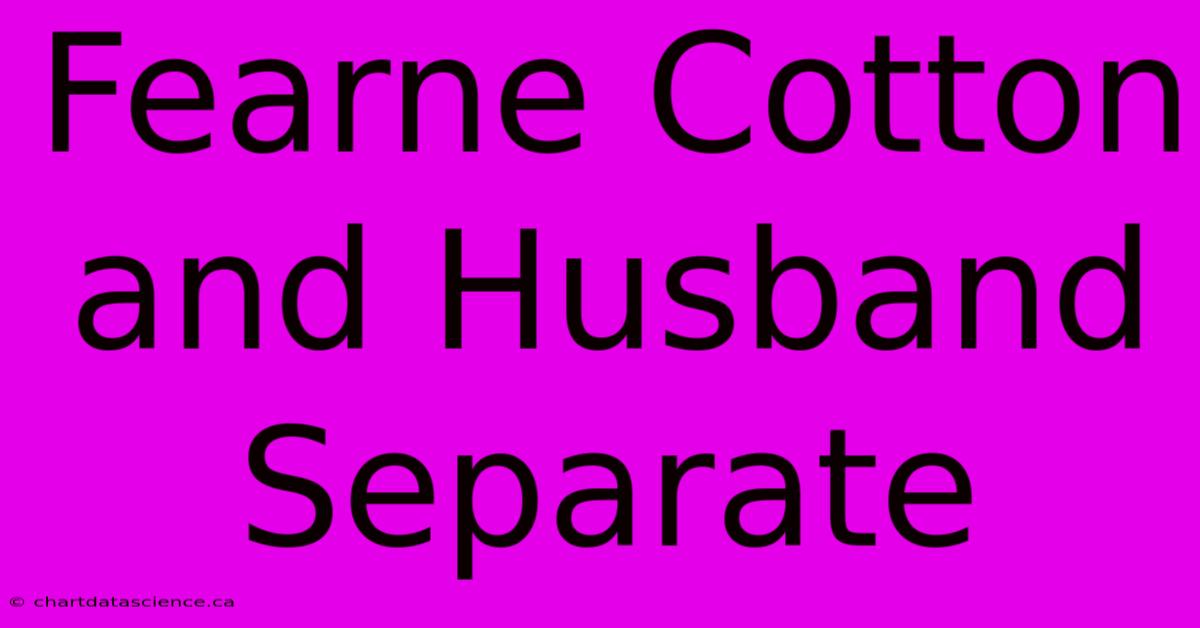 Fearne Cotton And Husband Separate