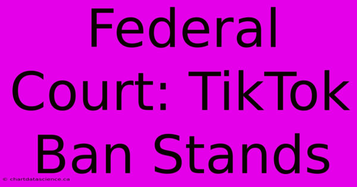 Federal Court: TikTok Ban Stands