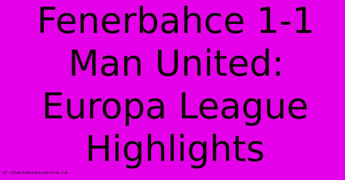 Fenerbahce 1-1 Man United: Europa League Highlights