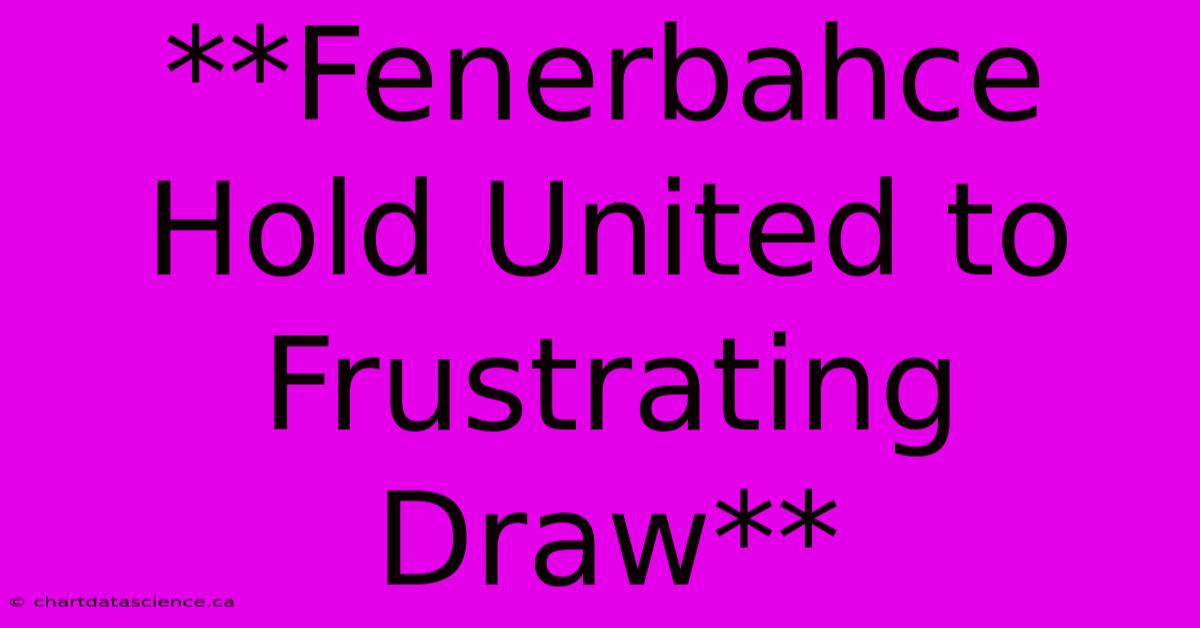 **Fenerbahce Hold United To Frustrating Draw** 