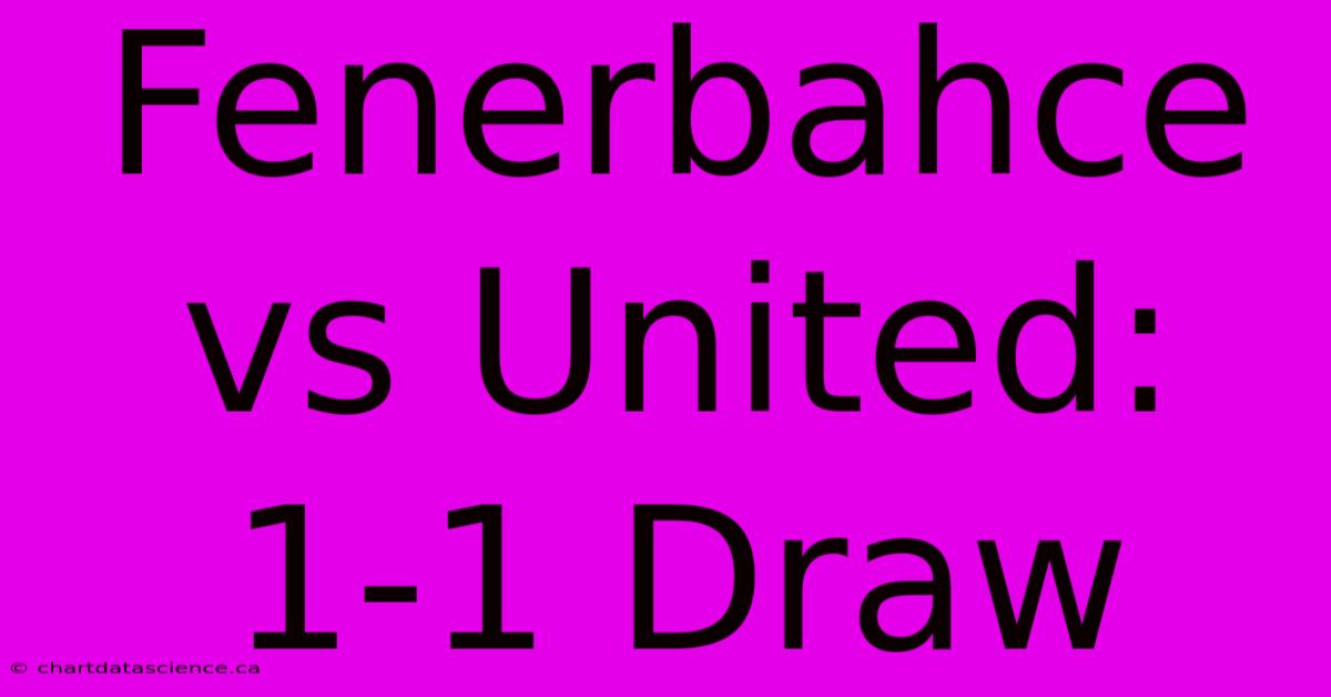 Fenerbahce Vs United: 1-1 Draw