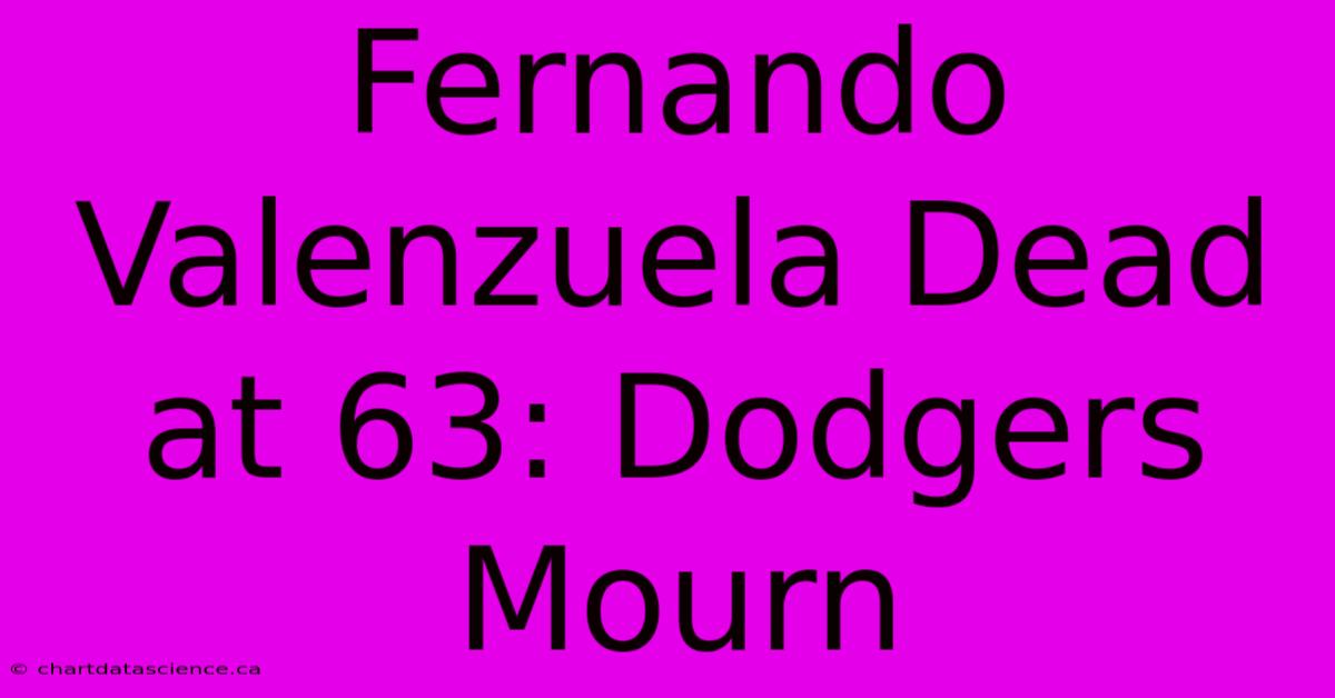 Fernando Valenzuela Dead At 63: Dodgers Mourn 