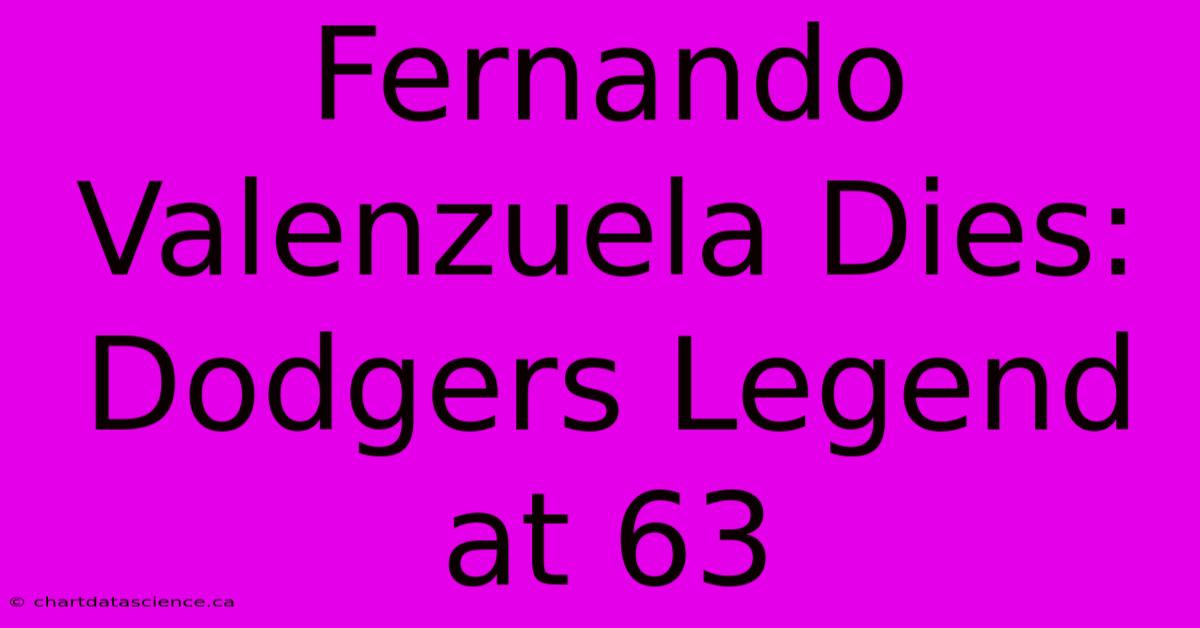 Fernando Valenzuela Dies: Dodgers Legend At 63