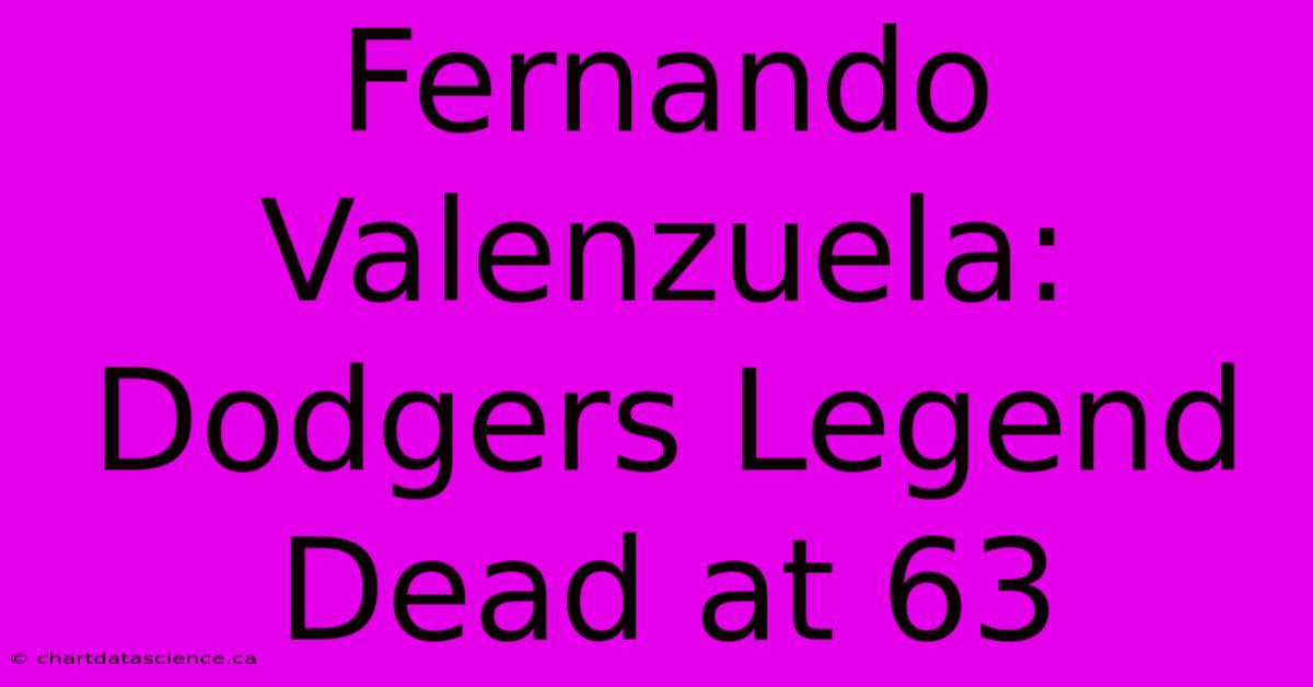 Fernando Valenzuela: Dodgers Legend Dead At 63