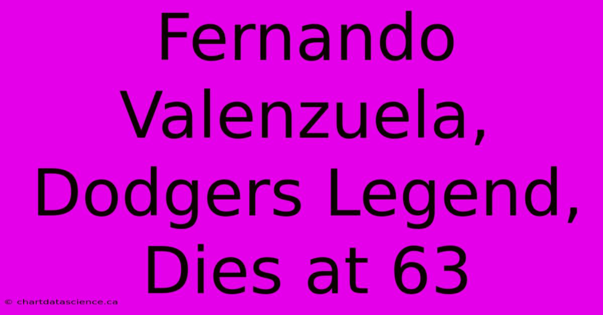 Fernando Valenzuela, Dodgers Legend, Dies At 63