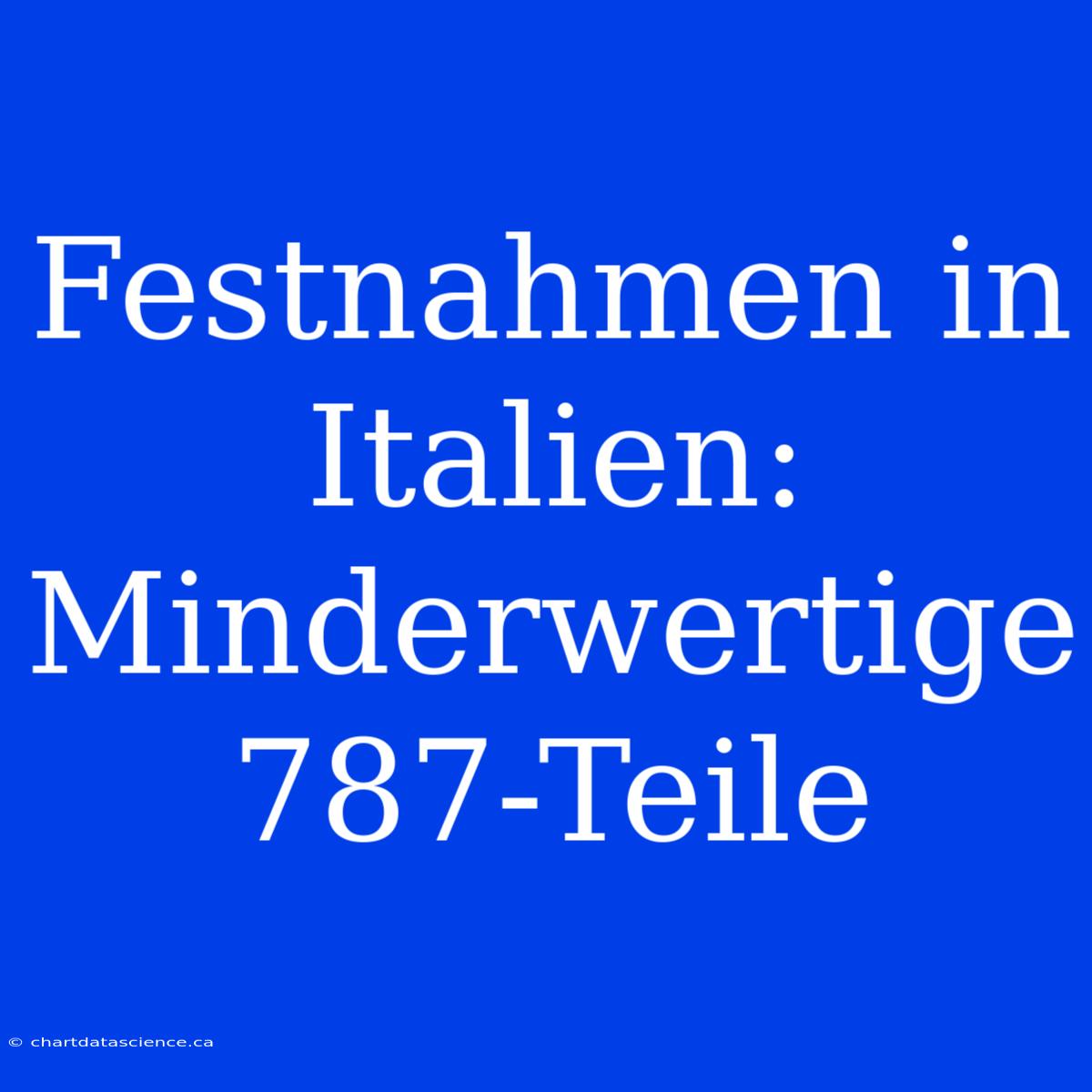 Festnahmen In Italien: Minderwertige 787-Teile