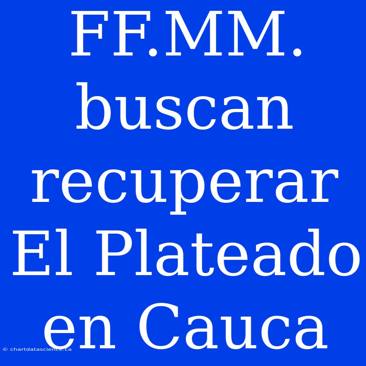 FF.MM. Buscan Recuperar El Plateado En Cauca