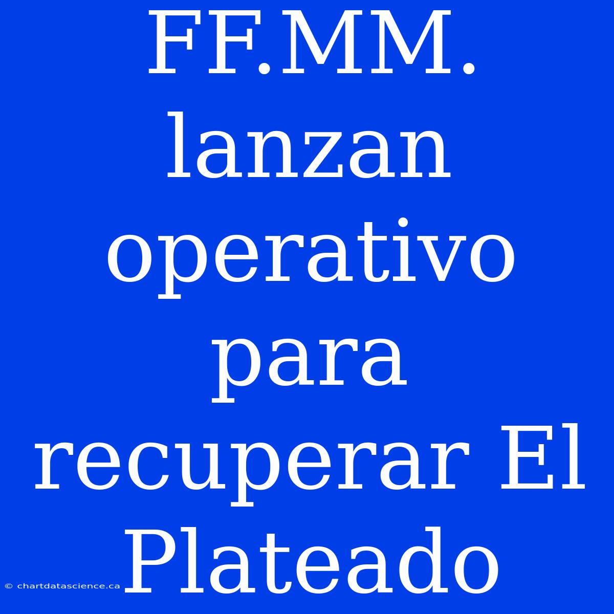 FF.MM. Lanzan Operativo Para Recuperar El Plateado