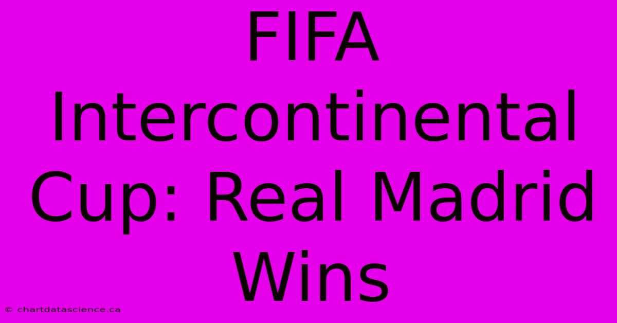 FIFA Intercontinental Cup: Real Madrid Wins