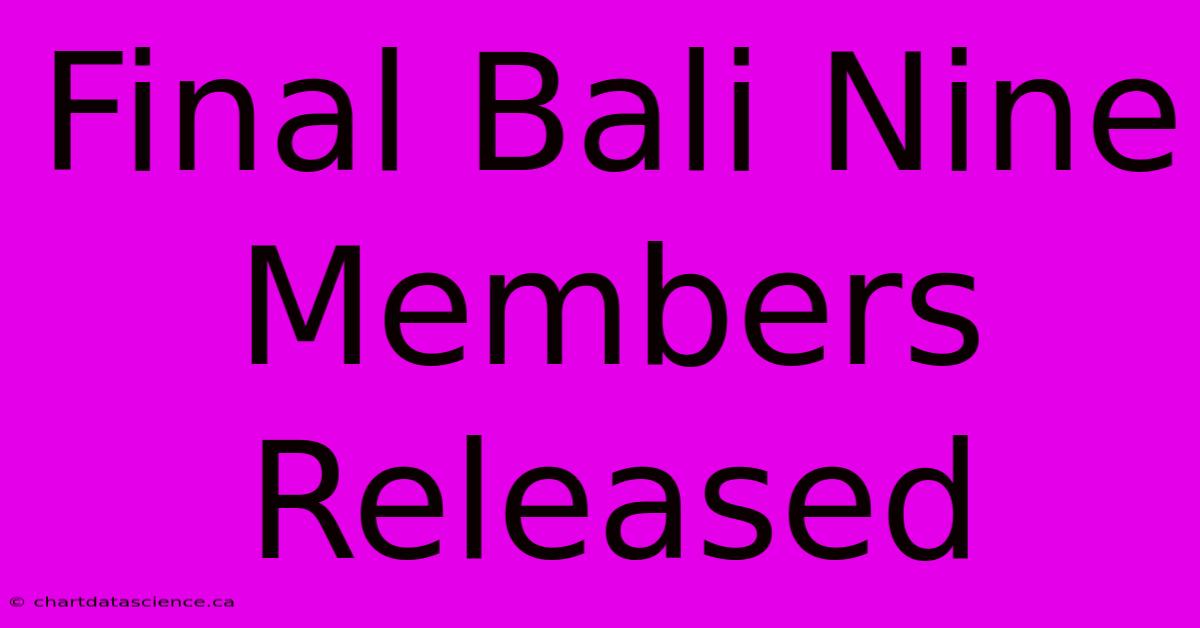 Final Bali Nine Members Released