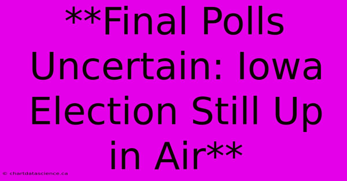 **Final Polls Uncertain: Iowa Election Still Up In Air**