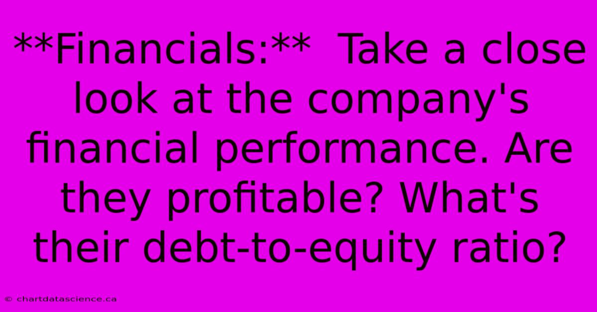 **Financials:**  Take A Close Look At The Company's Financial Performance. Are They Profitable? What's Their Debt-to-equity Ratio? 