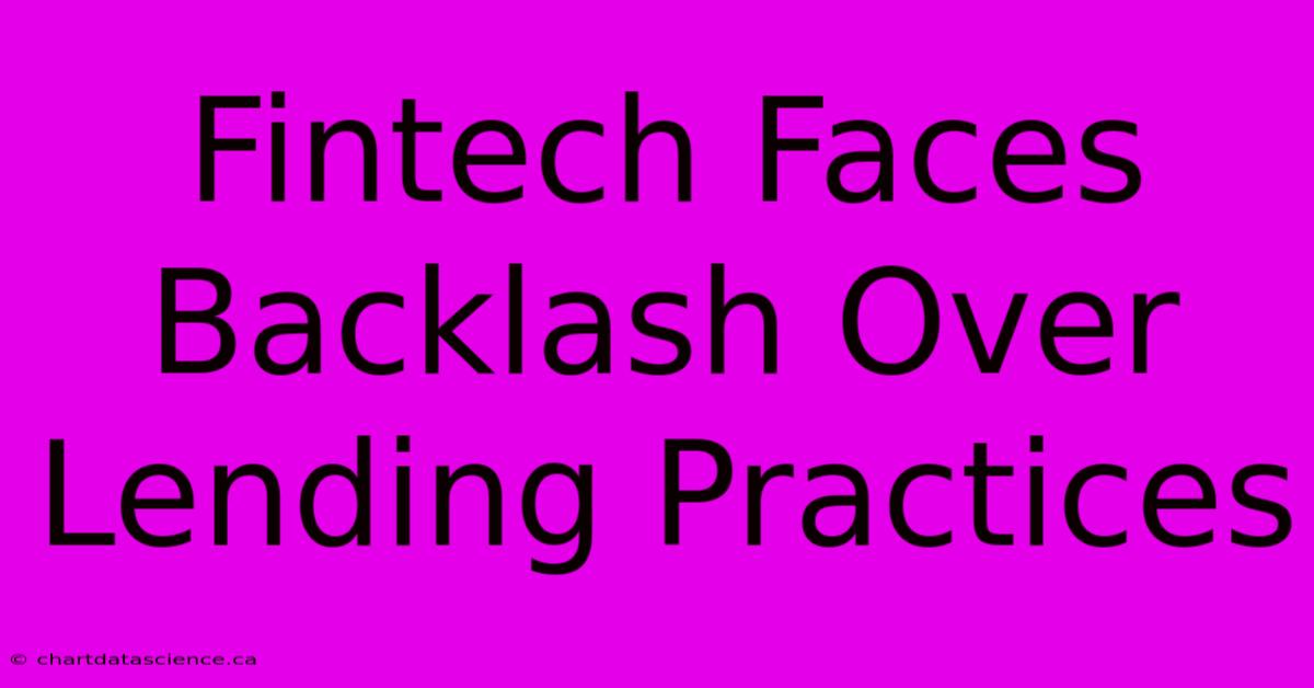 Fintech Faces Backlash Over Lending Practices 