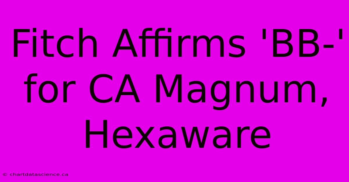 Fitch Affirms 'BB-' For CA Magnum, Hexaware