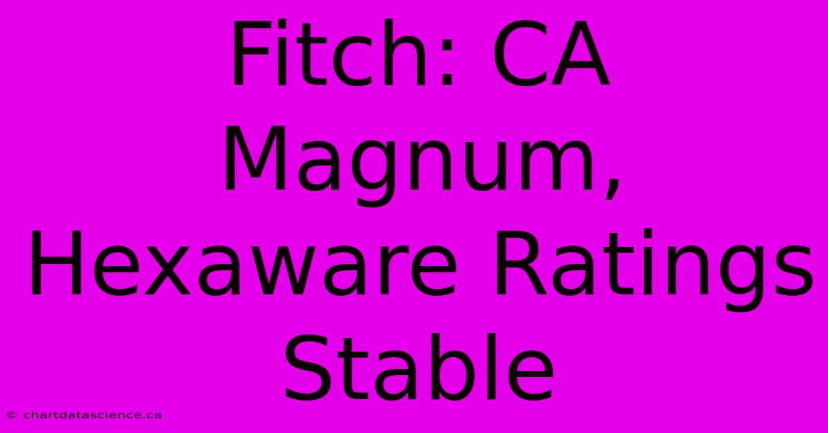 Fitch: CA Magnum, Hexaware Ratings Stable