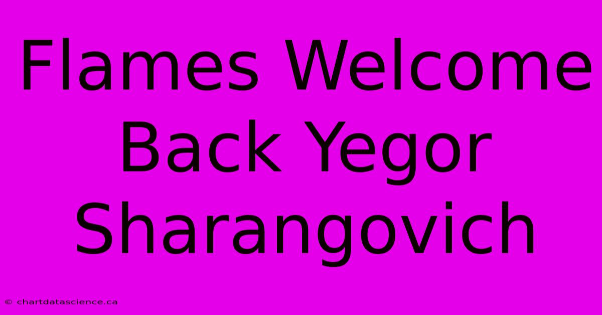 Flames Welcome Back Yegor Sharangovich