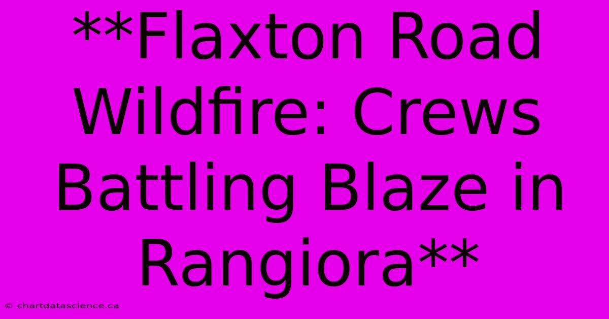 **Flaxton Road Wildfire: Crews Battling Blaze In Rangiora** 