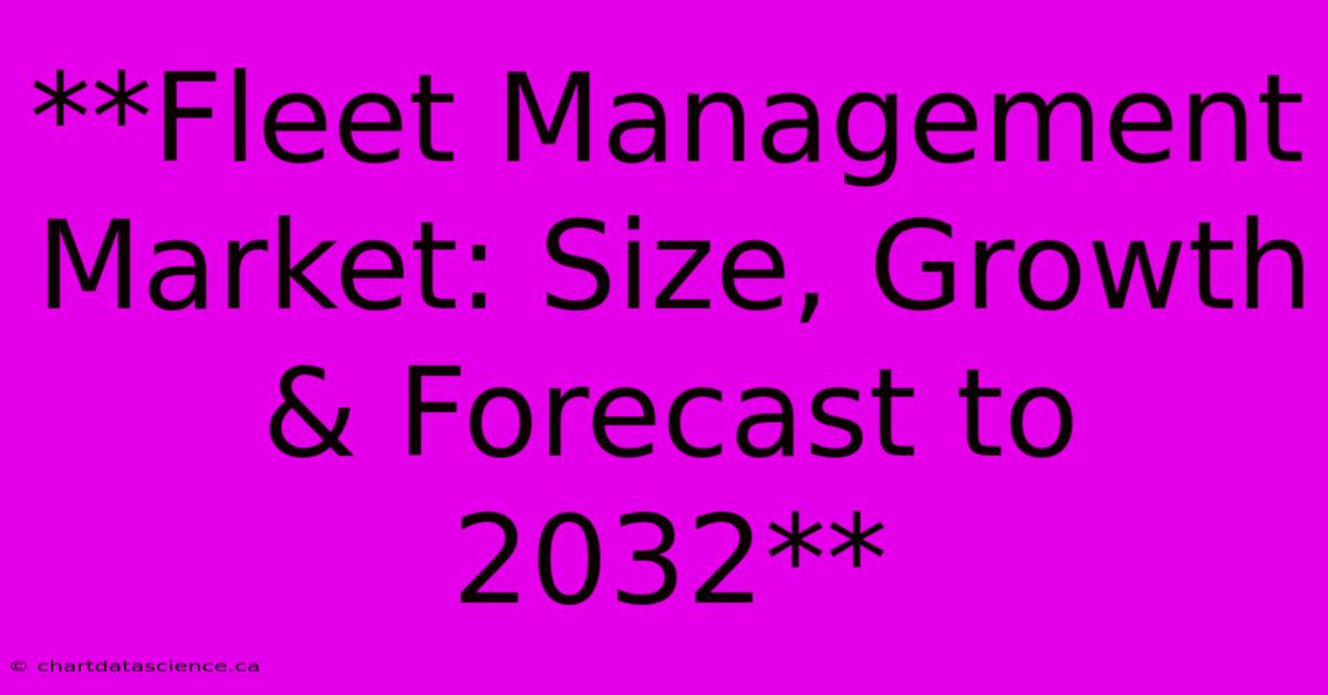 **Fleet Management Market: Size, Growth & Forecast To 2032**