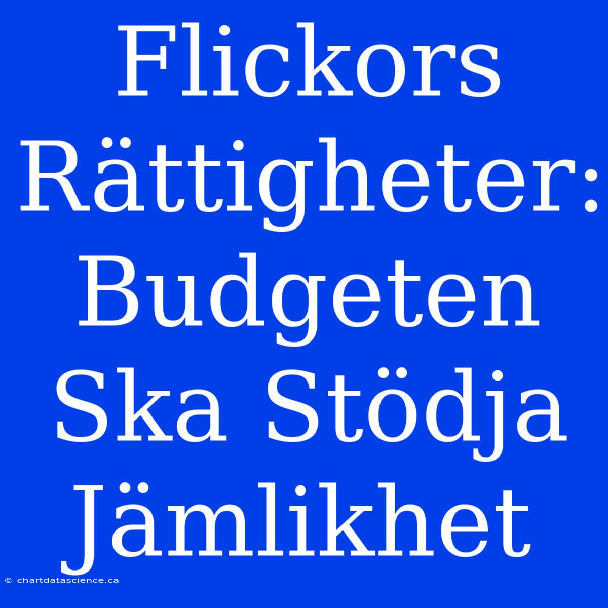 Flickors Rättigheter: Budgeten Ska Stödja Jämlikhet