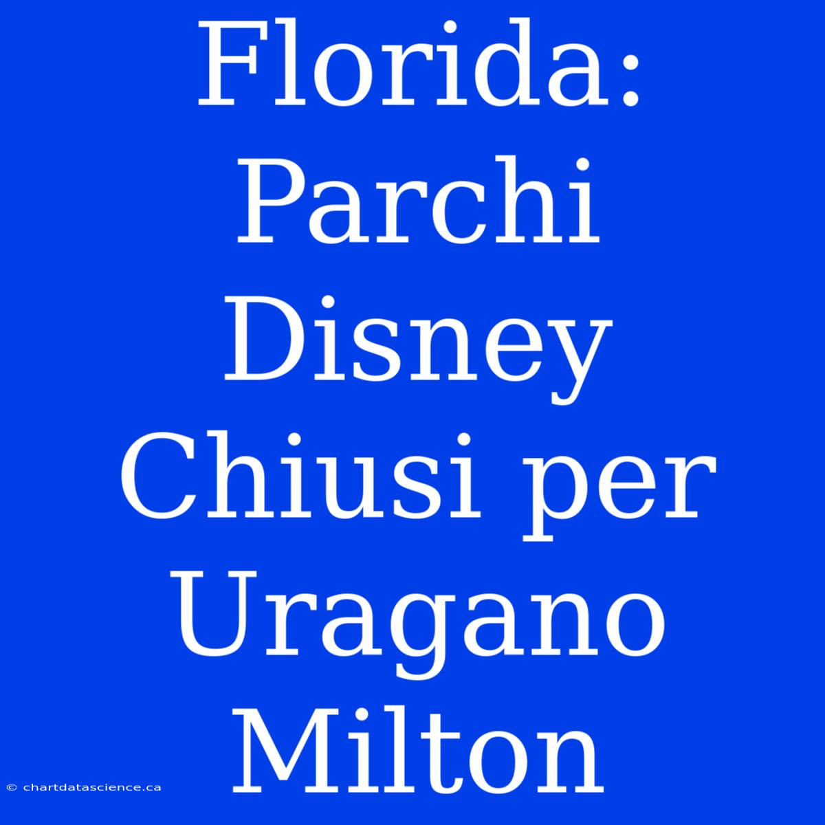 Florida: Parchi Disney Chiusi Per Uragano Milton