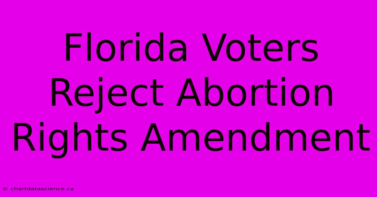 Florida Voters Reject Abortion Rights Amendment