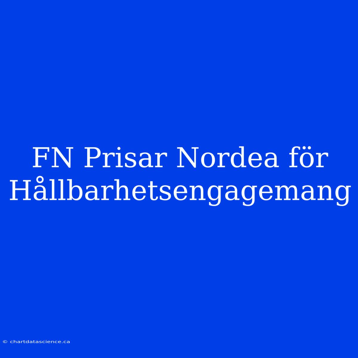 FN Prisar Nordea För Hållbarhetsengagemang