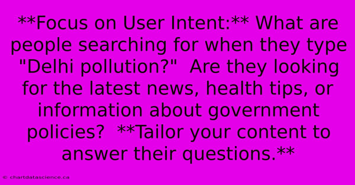 **Focus On User Intent:** What Are People Searching For When They Type 
