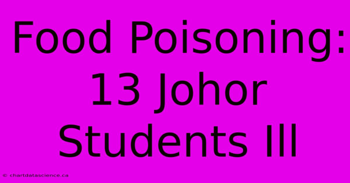 Food Poisoning: 13 Johor Students Ill