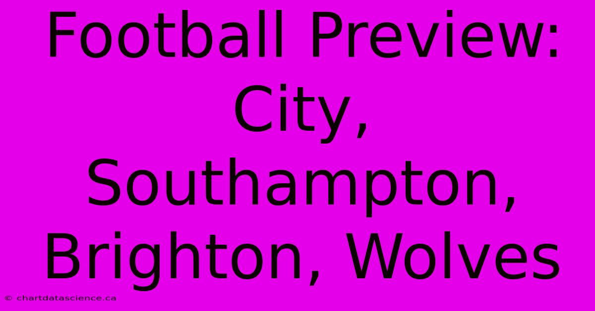 Football Preview: City, Southampton, Brighton, Wolves