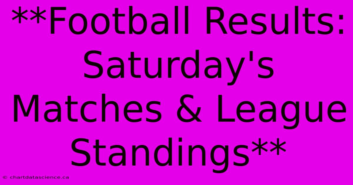 **Football Results: Saturday's Matches & League Standings**