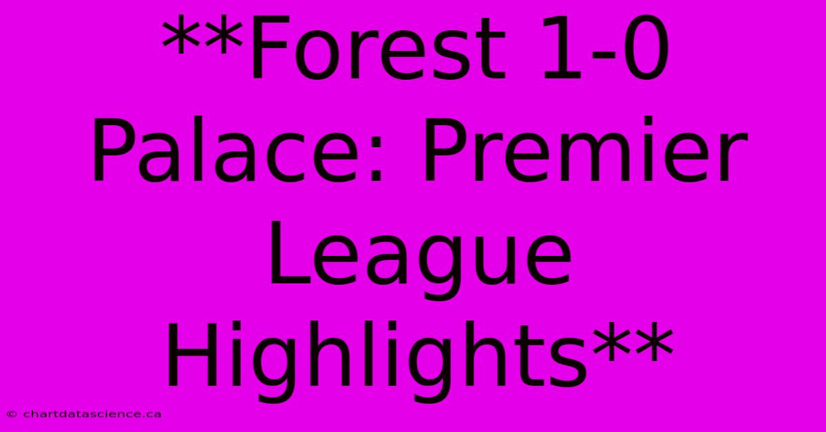 **Forest 1-0 Palace: Premier League Highlights**