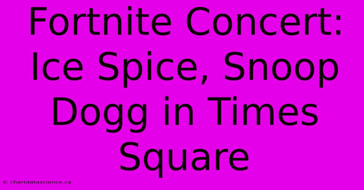 Fortnite Concert: Ice Spice, Snoop Dogg In Times Square