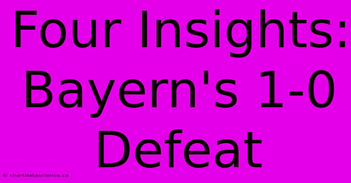 Four Insights: Bayern's 1-0 Defeat