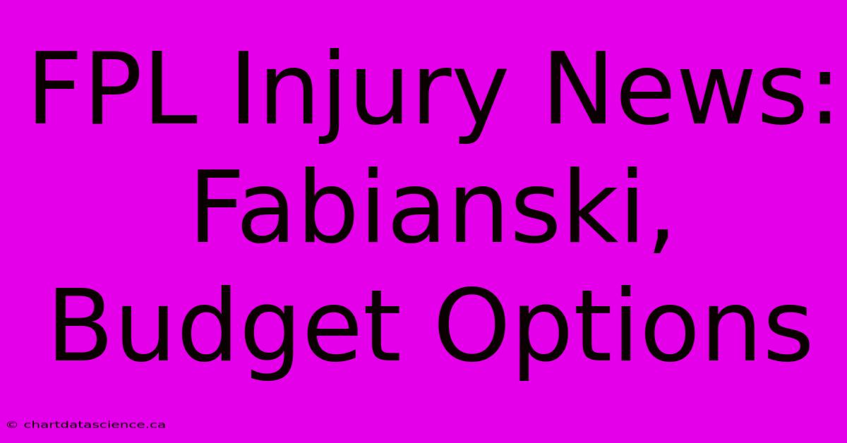 FPL Injury News: Fabianski, Budget Options