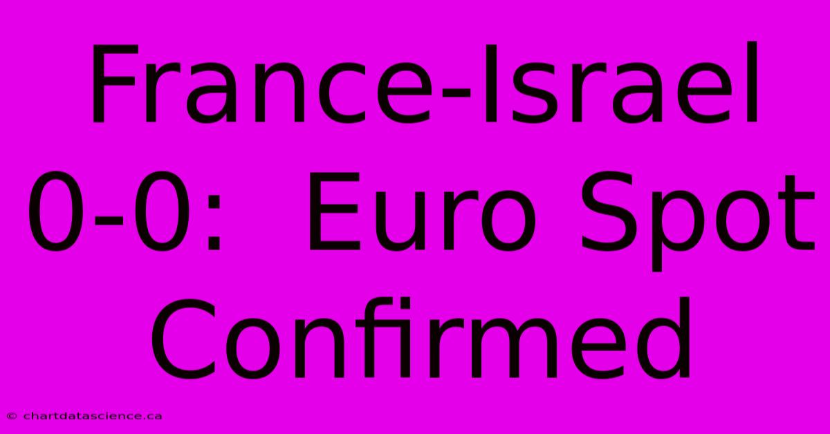 France-Israel 0-0:  Euro Spot Confirmed