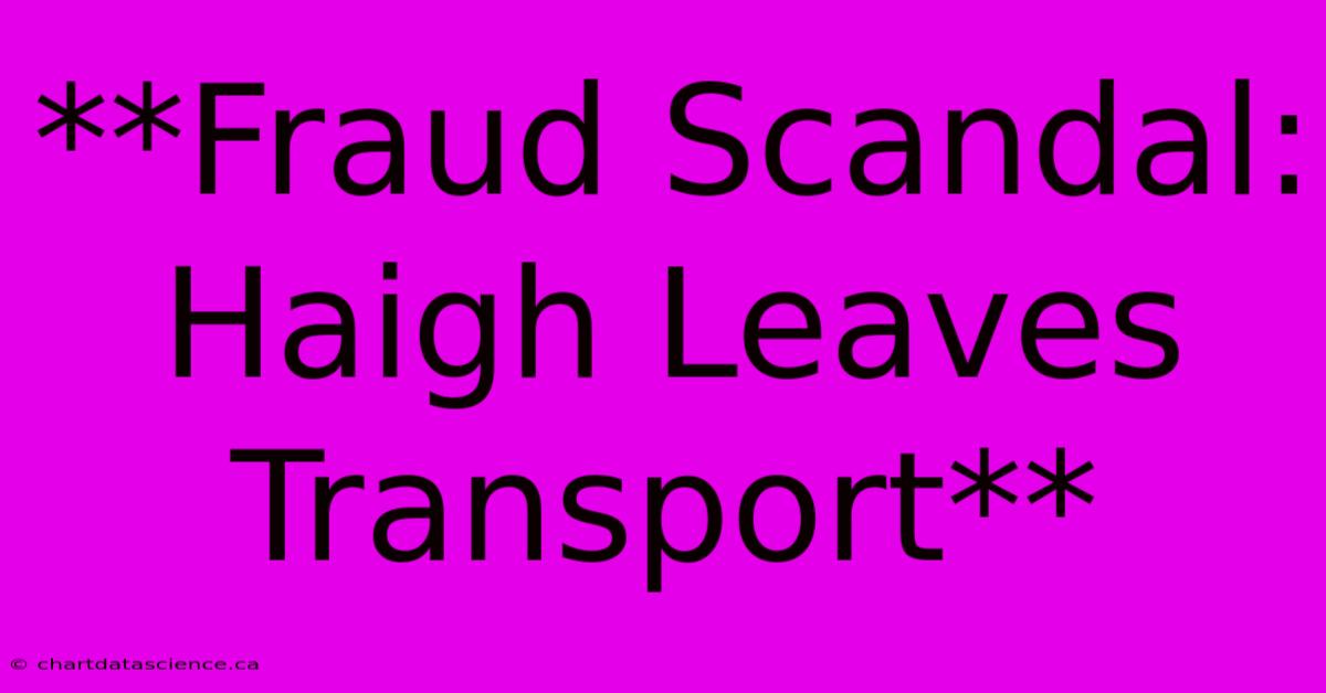 **Fraud Scandal: Haigh Leaves Transport**