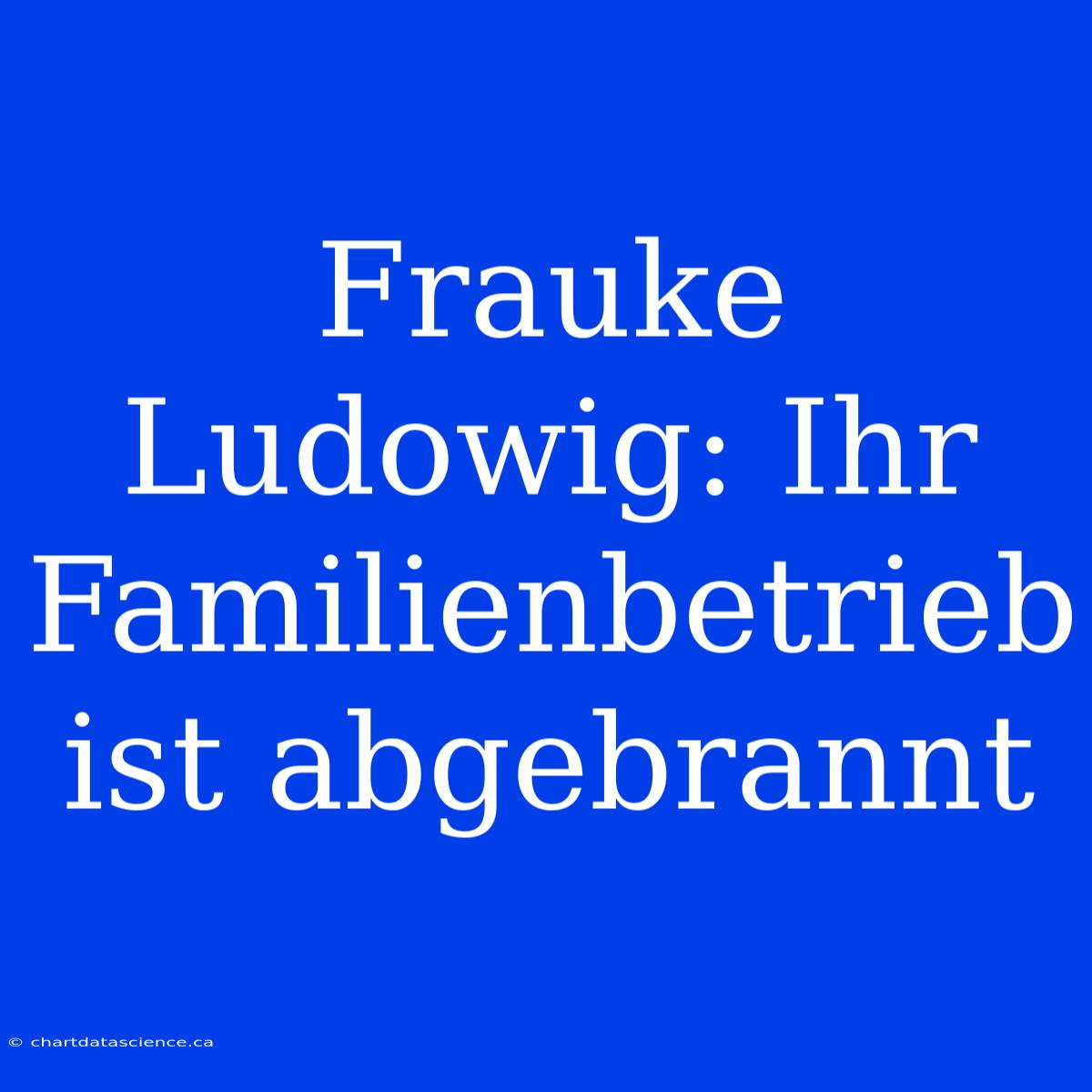 Frauke Ludowig: Ihr Familienbetrieb Ist Abgebrannt