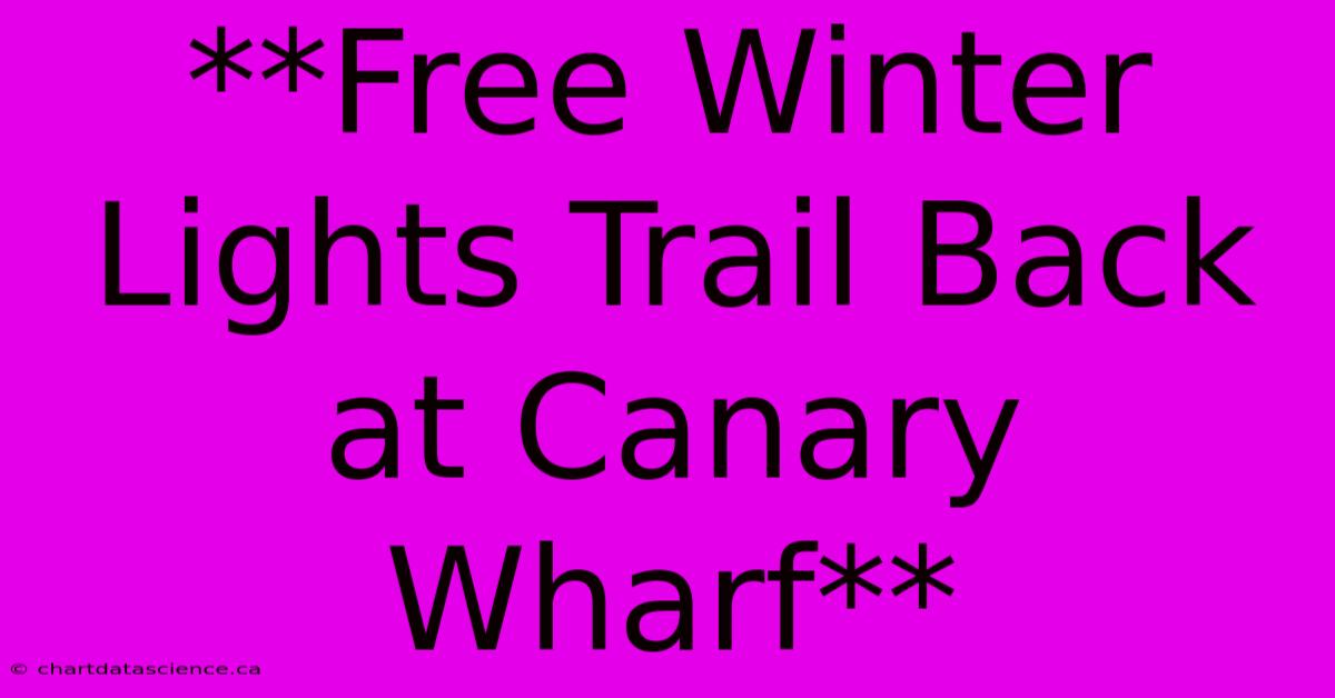 **Free Winter Lights Trail Back At Canary Wharf**