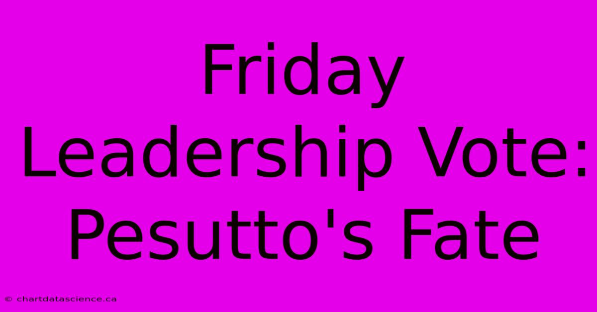 Friday Leadership Vote: Pesutto's Fate